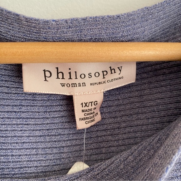 Philosophy Womens Viscose Blend Long Sleeve Poncho, Purple, Size 1X - Picture 4 of 8